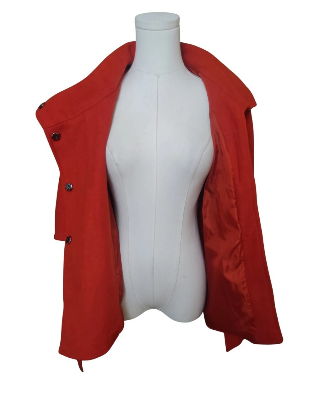 New York And Company Orange Belted Cape Coat - Picture 7 of 11